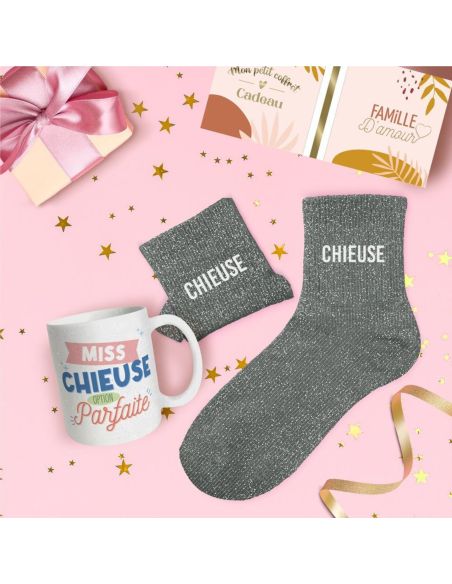 Coffret Mug "Miss Chieuse – Option Parfaite" + Chaussettes glitter