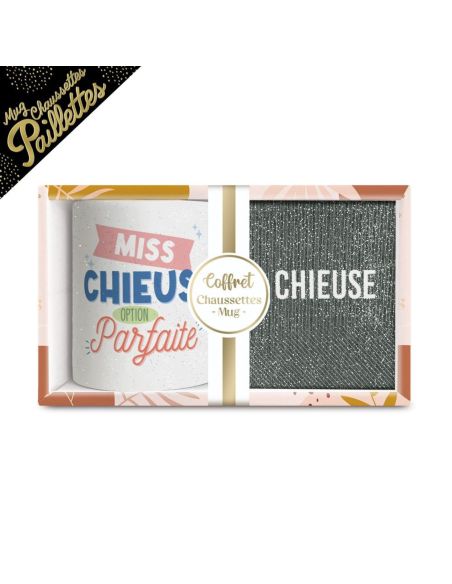 Coffret Mug "Miss Chieuse – Option Parfaite" + Chaussettes glitter