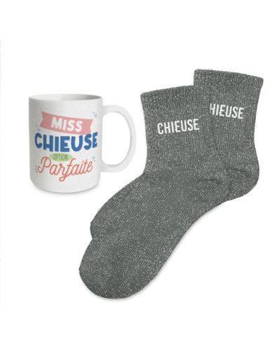Coffret Mug "Miss Chieuse – Option Parfaite" + Chaussettes glitter