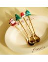Lot de 6 cuillères de Noël en acier inoxydable (Argenté ou Doré)