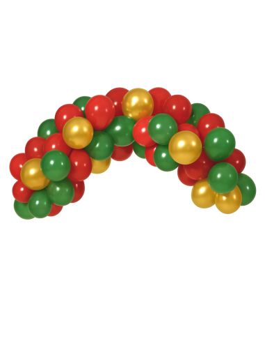 Kit Arche à Ballons Noël – 40 ballons + ruban accroche (3M)