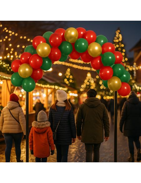 Kit Arche à Ballons Noël – 40 ballons + ruban accroche (3M)