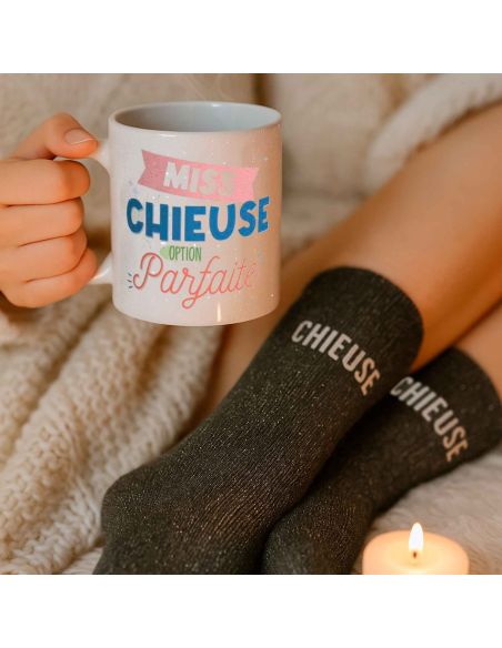 Coffret Mug "Miss Chieuse – Option Parfaite" + Chaussettes glitter