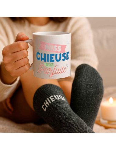 Coffret Mug "Miss Chieuse – Option Parfaite" + Chaussettes glitter