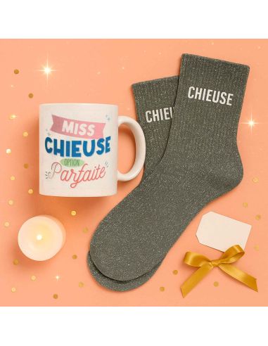 Coffret Mug "Miss Chieuse – Option Parfaite" + Chaussettes glitter