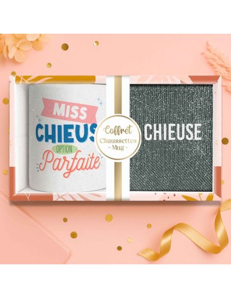 Coffret Mug "Miss Chieuse – Option Parfaite" + Chaussettes glitter