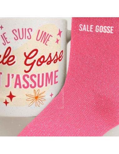 Coffret Mug + Chaussettes pailletées "Sale Gosse" – Cadeau fun à offrir