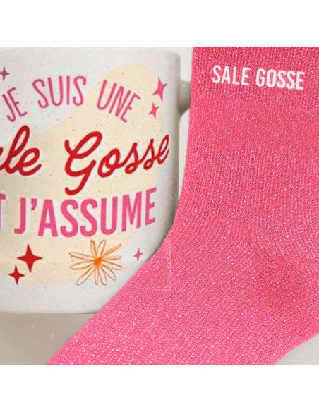 Coffret Mug + Chaussettes pailletées "Sale Gosse" – Cadeau fun à offrir