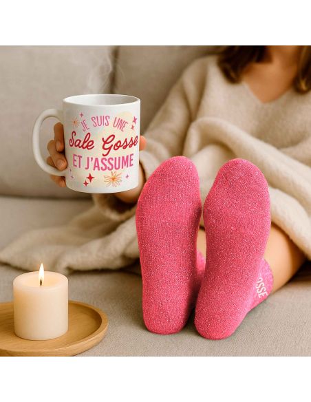 Coffret Mug + Chaussettes pailletées "Sale Gosse" – Cadeau fun à offrir