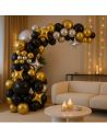 Kit Arche Ballons Or, Noir et Argenté - 121 Pièces