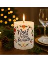 Bougie Ronde Parfumée " Noël en Famille " - Dimensions : 8 x 8 x 9,5 cm