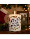 Bougie Ronde Parfumée " Noël en Famille " - Dimensions : 8 x 8 x 9,5 cm