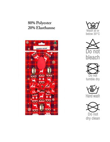 Lot Noeud Papillon+Bretelles motif Noël - 12 modèles Différents