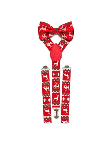 Lot Noeud Papillon+Bretelles motif Noël - 12 modèles Différents