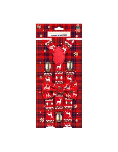 Lot Noeud Papillon+Bretelles motif Noël - 12 modèles Différents