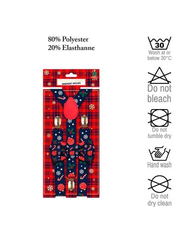 Lot Noeud Papillon+Bretelles motif Noël - 12 modèles Différents