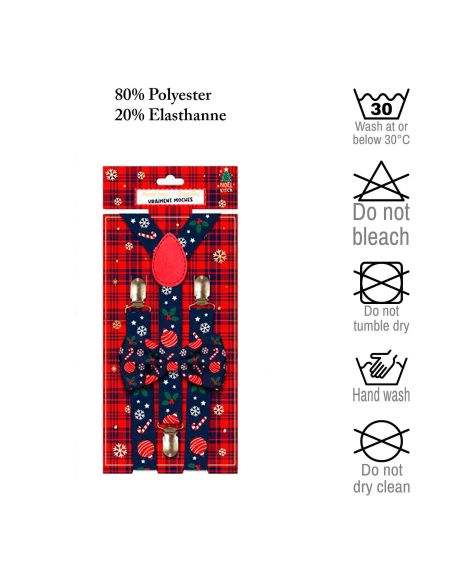 Lot Noeud Papillon+Bretelles motif Noël - 12 modèles Différents