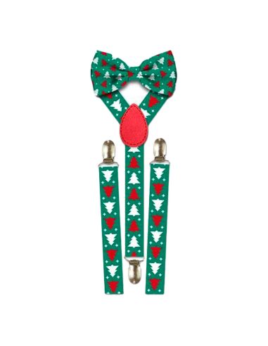 Lot Noeud Papillon+Bretelles motif Noël - 12 modèles Différents