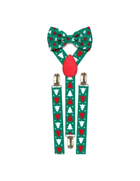 Lot Noeud Papillon+Bretelles motif Noël - 12 modèles Différents