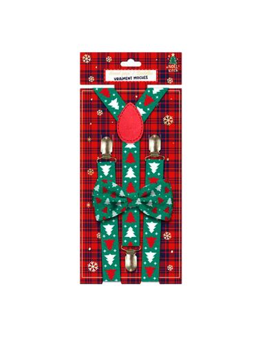 Lot Noeud Papillon+Bretelles motif Noël - 12 modèles Différents