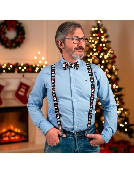 Lot Noeud Papillon+Bretelles motif Noël - 12 modèles Différents