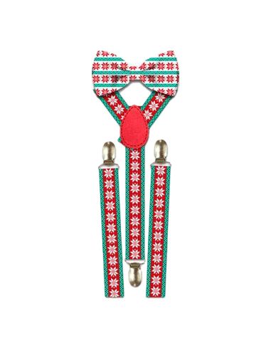 Lot Noeud Papillon+Bretelles motif Noël - 12 modèles Différents