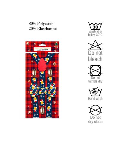 Lot Noeud Papillon+Bretelles motif Noël - 12 modèles Différents