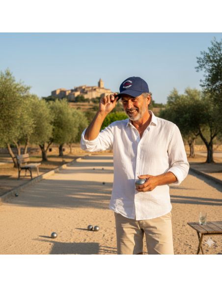 Casquette Brodée "Pétanque Club au Soleil" - Taille Réglable