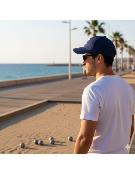 Casquette Brodée "Pétanque Club au Soleil" - Taille Réglable