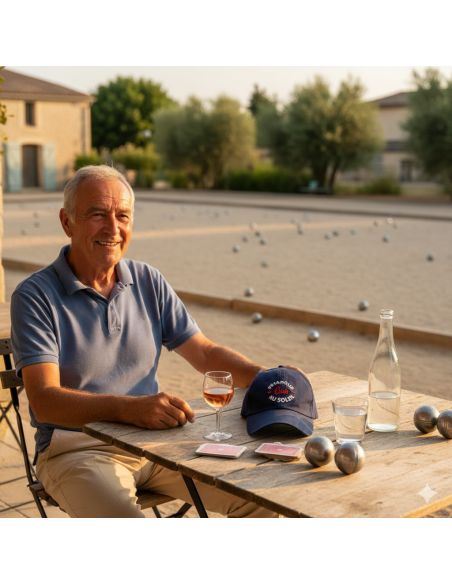 Casquette Brodée "Pétanque Club au Soleil" - Taille Réglable