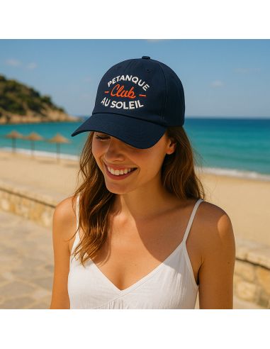 Casquette Brodée "Pétanque Club au Soleil" - Taille Réglable