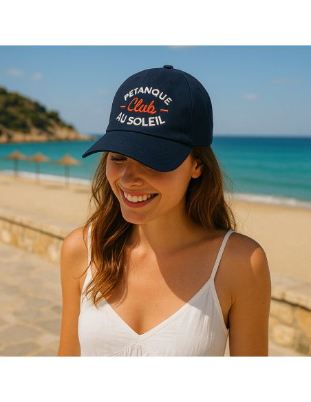 Casquette Brodée "Pétanque Club au Soleil" - Taille Réglable