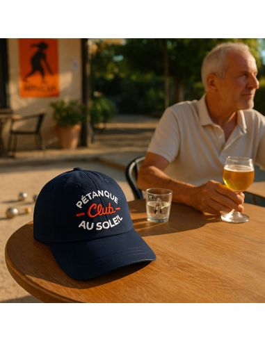 Casquette Brodée "Pétanque Club au Soleil" - Taille Réglable