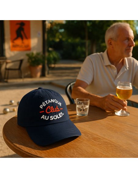 Casquette Brodée "Pétanque Club au Soleil" - Taille Réglable