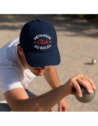 Casquette Brodée "Pétanque Club au Soleil" - Taille Réglable