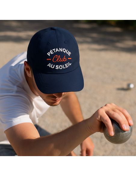Casquette Brodée "Pétanque Club au Soleil" - Taille Réglable