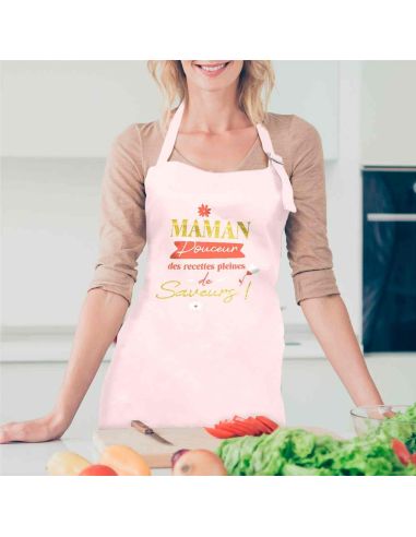 Tablier de cuisine rose – Maman, Douceur des recettes pleines de saveurs
