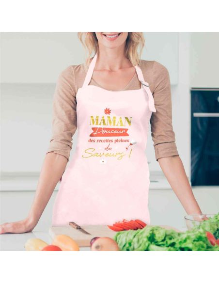 Tablier de cuisine rose – Maman, Douceur des recettes pleines de saveurs