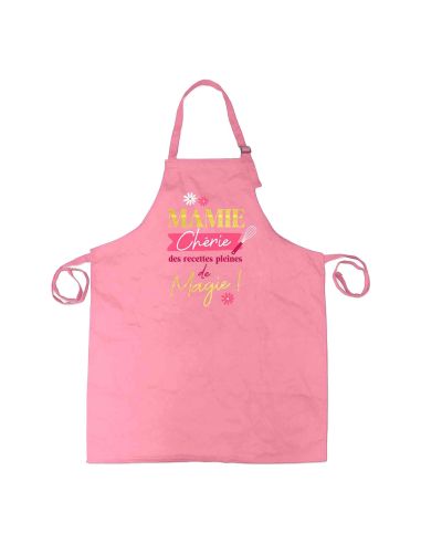 Tablier de cuisine rose Mamie – Mamie chérie, des recettes pleines de magie