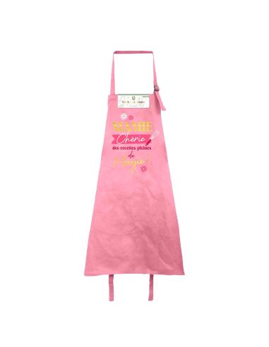 Tablier de cuisine rose Mamie – Mamie chérie, des recettes pleines de magie