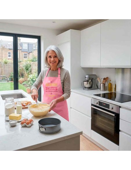 Tablier de cuisine rose Mamie – Mamie chérie, des recettes pleines de magie