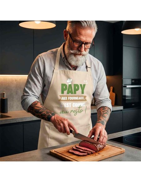 Tablier de cuisine Papy – Aux fourneaux, c’est comme au resto !