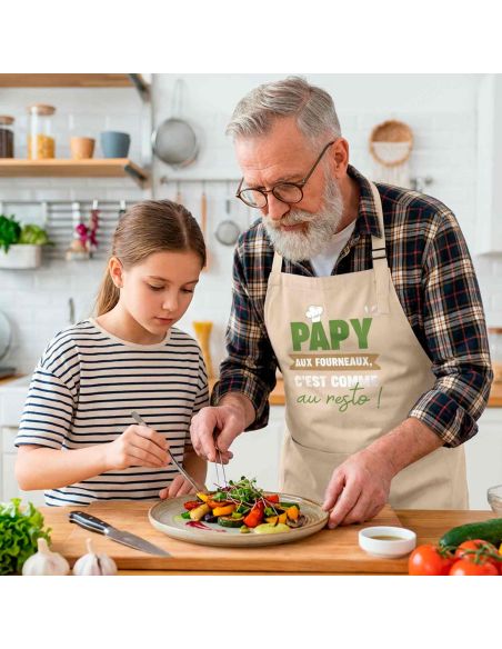 Tablier de cuisine Papy – Aux fourneaux, c’est comme au resto !