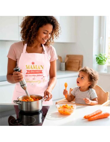 Tablier de cuisine rose – Maman, Douceur des recettes pleines de saveurs