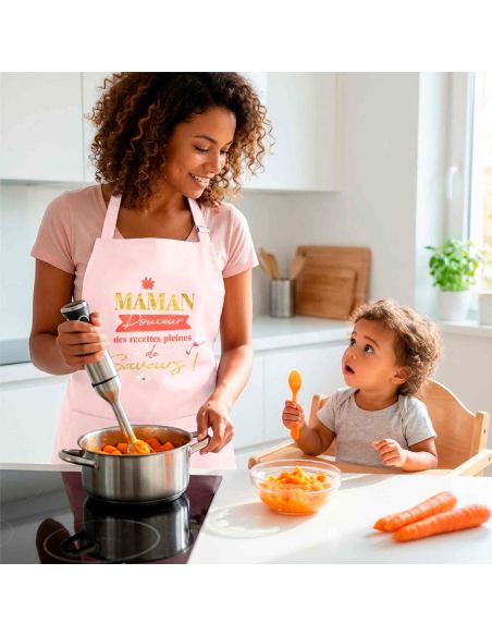 Tablier de cuisine rose – Maman, Douceur des recettes pleines de saveurs