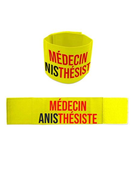 Brassard Jaune "Médecin Anesthésiste" – avec Velcro
