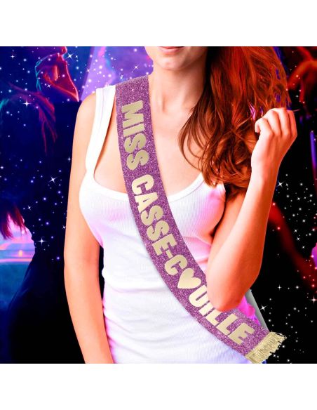 Écharpe Miss à Paillettes Humour – Accessoire Déguisement ou Cadeau