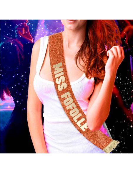 Écharpe Miss à Paillettes Humour – Accessoire Déguisement ou Cadeau