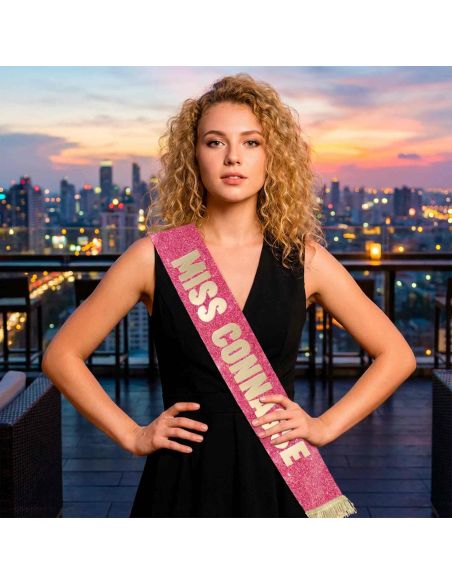 Écharpe Miss à Paillettes Humour – Accessoire Déguisement ou Cadeau