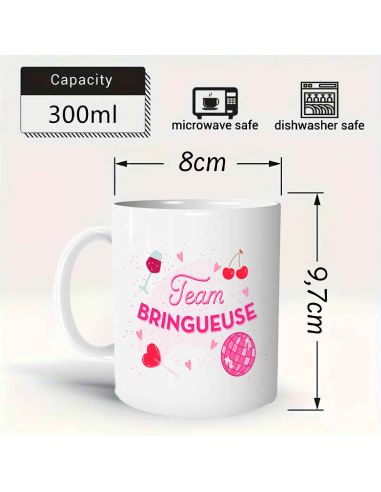 Coffret Mug Pailleté + Chaussettes Femme "Team Bringueuse"